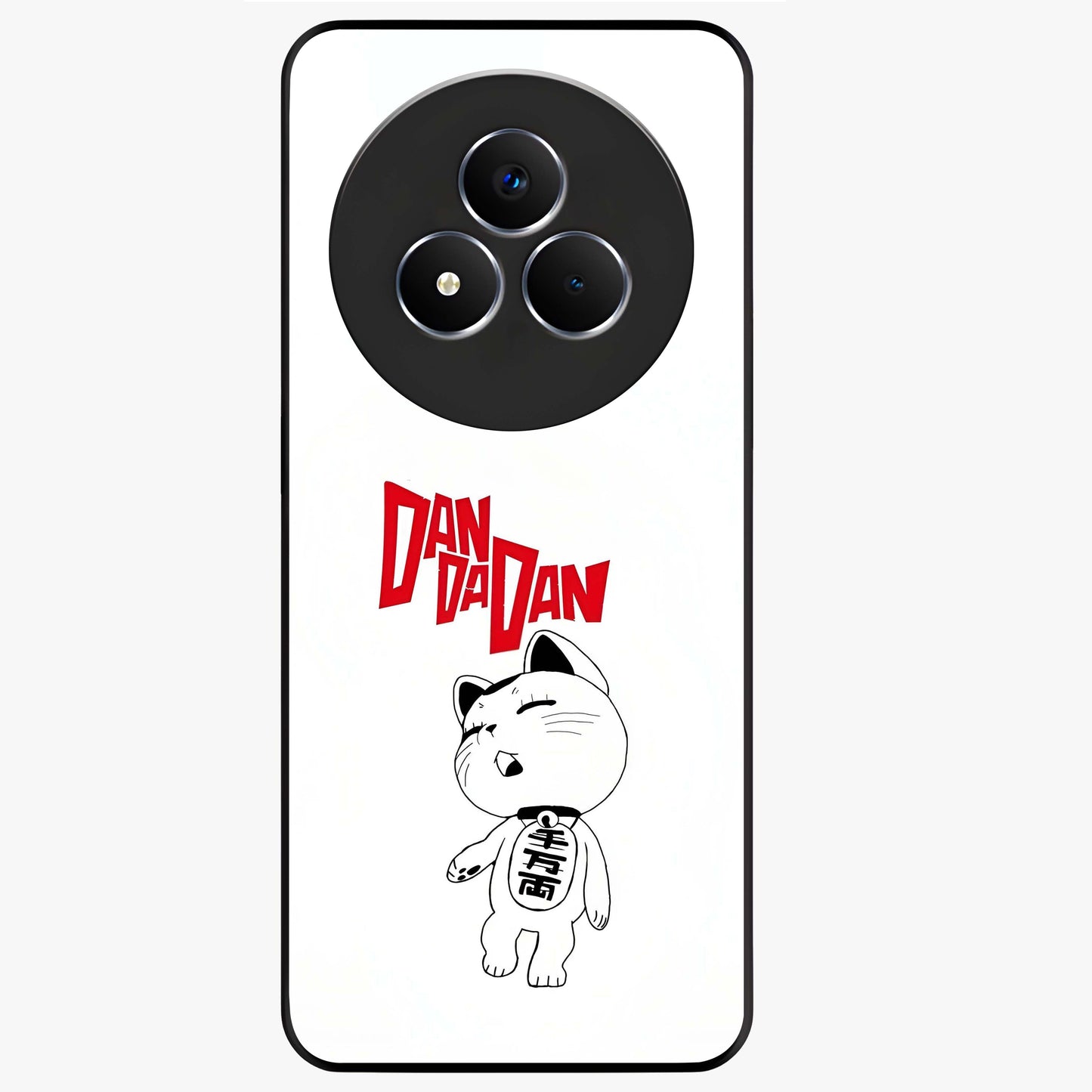 Playful Spirit Charm Glass Case showing flat back view with cheerful charm themed artwork and glossy glass finish.