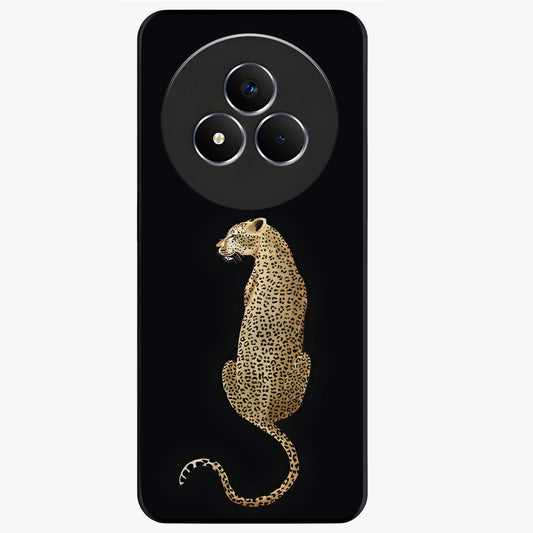 Regal Leopard Glass Case showing flat back view with bold leopard artwork and glossy glass finish.