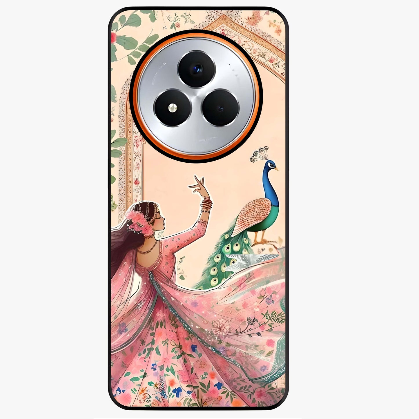 Royal Grace Muse Glass Case showing flat back view with elegant artistic artwork and glossy glass finish.