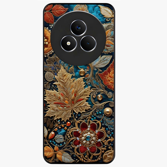 Royal Jewel Garden Glass Case showing flat back view with decorative floral garden artwork and glossy glass finish.