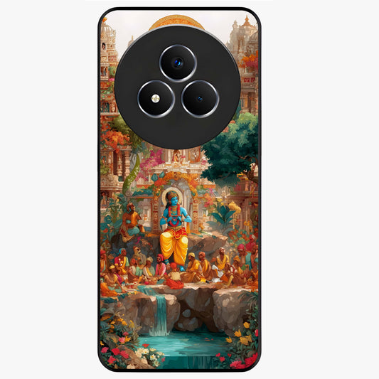 Sacred Sunlight Gods Glass Case showing flat back view with divine sunlight themed artwork and glossy glass finish.