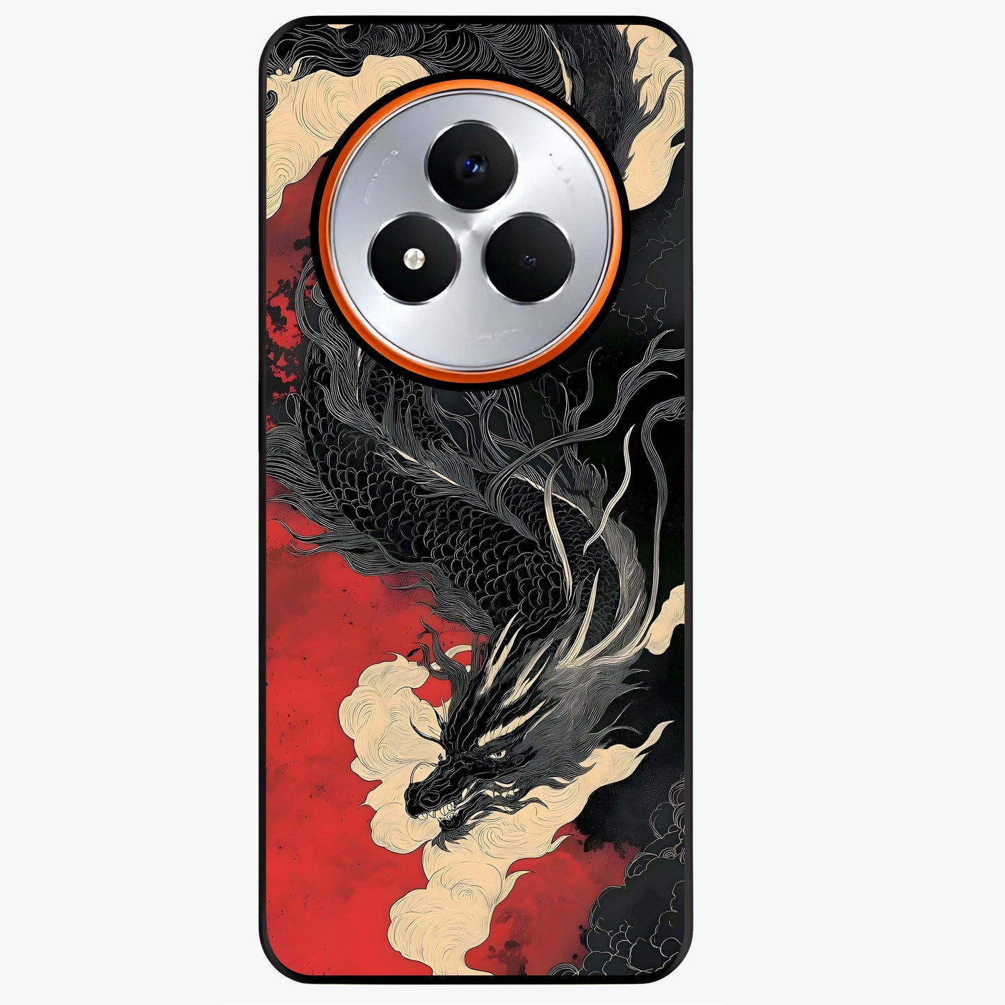 Shadow Dragon Fury Glass Case showing flat back view with fierce dragon artwork and glossy glass finish.