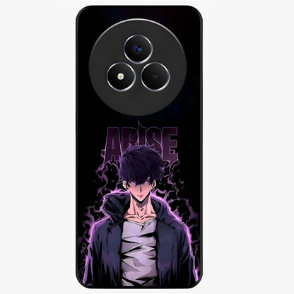 Shadow Monarch Awakening Glass Case showing flat back view with powerful dark monarch themed artwork and glossy glass finish.
