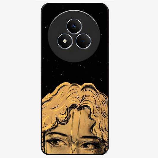 Shri Krishna Art Glass Case showing flat back view with devotional Krishna artwork and glossy glass finish.