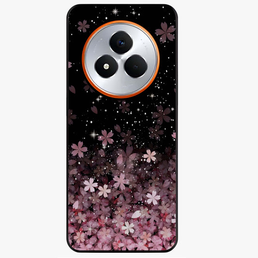 Small Starry Flowers Glass Case showing flat back view with delicate starry floral artwork and glossy glass finish.