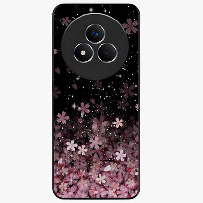 Small Starry Flowers Glass Case showing flat back view with delicate starry floral artwork and glossy glass finish.