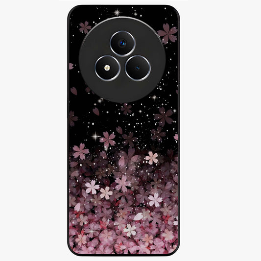 Small Starry Flowers Glass Case showing flat back view with delicate starry floral artwork and glossy glass finish.