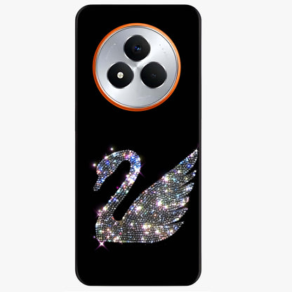 Starlit Swan Grace Glass Case showing flat back view with graceful swan artwork under starry sky and glossy glass finish.