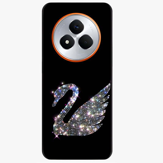 Starlit Swan Grace Glass Case showing flat back view with graceful swan artwork under starry sky and glossy glass finish.