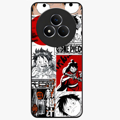Strawhat Chaos Panels Glass Case showing flat back view with anime inspired chaos panel artwork and glossy glass finish.