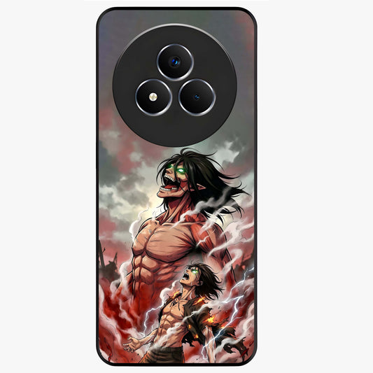 Titan Awakening Fury Glass Case showing flat back view with powerful titan inspired artwork and glossy glass finish.
