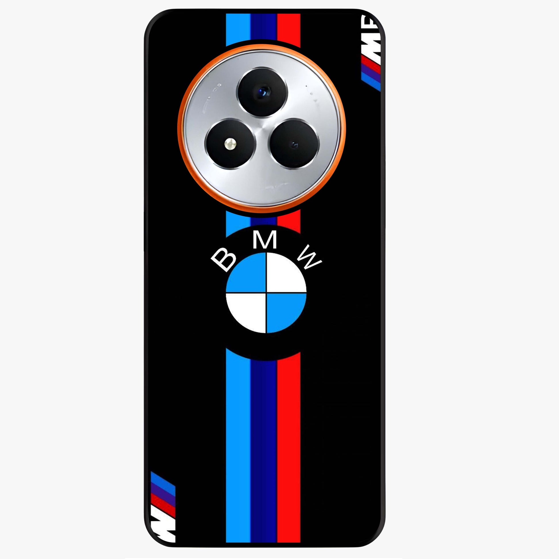 Turbo BMW Beast Glass Case showing flat back view with high performance sports car artwork and glossy glass finish.