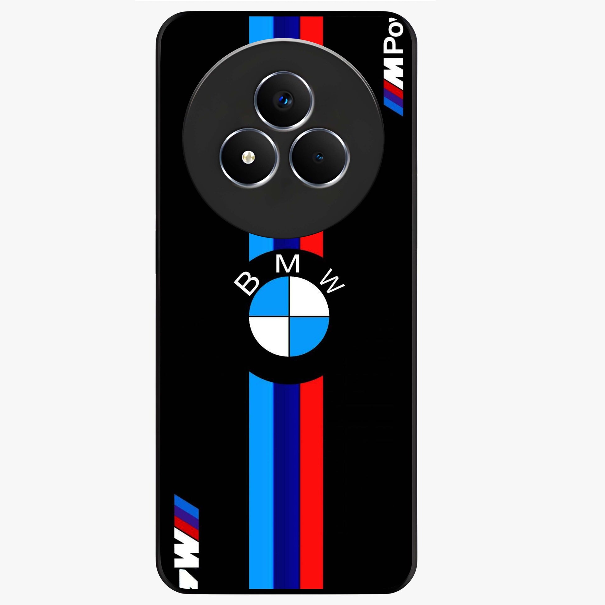 Turbo BMW Beast Glass Case showing flat back view with high performance sports car artwork and glossy glass finish.