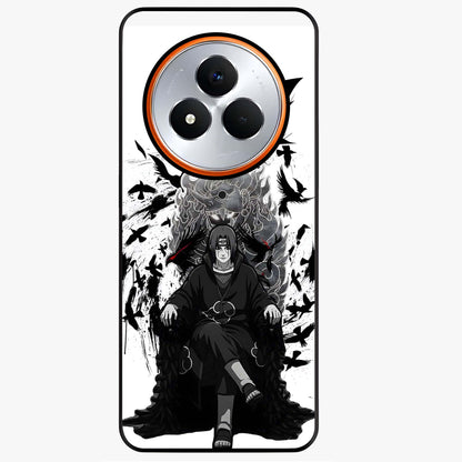 Uchiha Shadow Throne Glass Case showing flat back view with cosmic underwater themed artwork and glossy glass finish.
