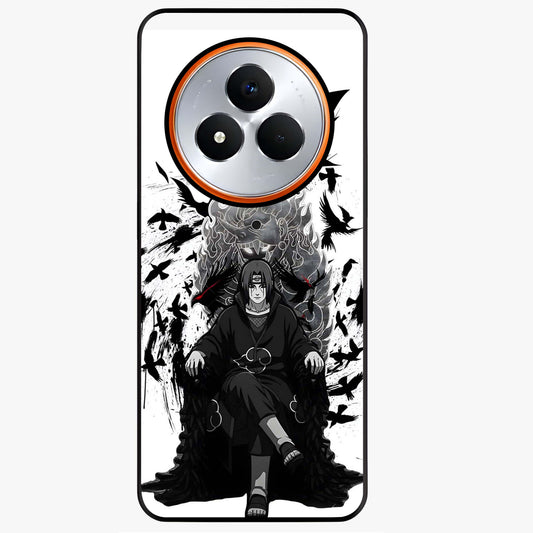 Uchiha Shadow Throne Glass Case showing flat back view with cosmic underwater themed artwork and glossy glass finish.