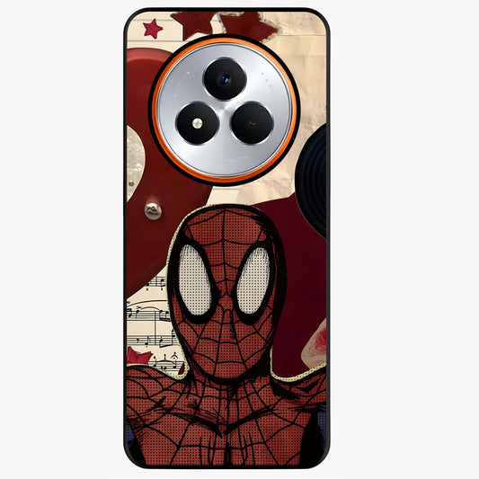 Web Warrior Vibes Glass Case showing flat back view with superhero inspired web themed artwork and glossy glass finish.