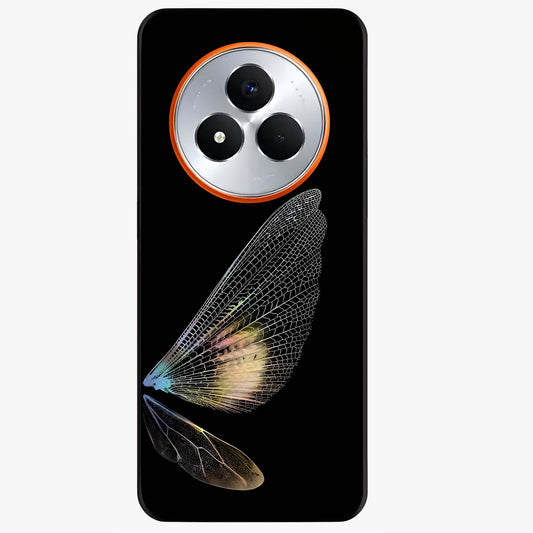 Whispers Of Wings Glass Case showing flat back view with graceful wing inspired artwork and glossy glass finish.