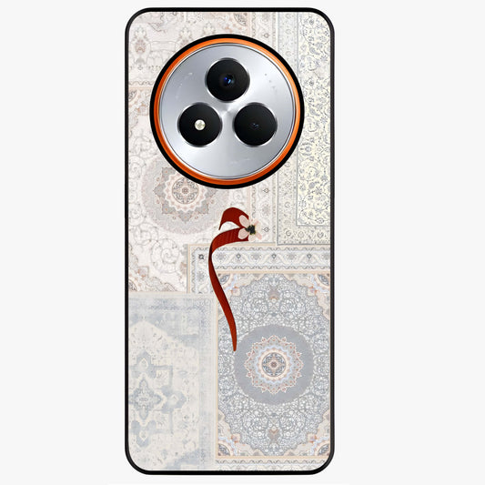 White Aesthetic Bow Glass Case showing flat back view with minimal bow artwork and glossy glass finish.