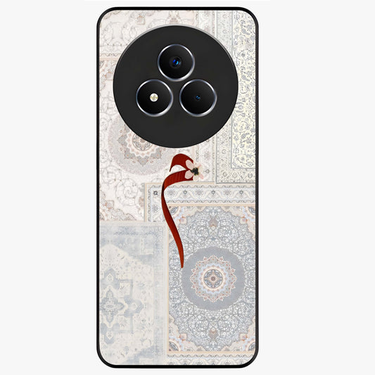 White Aesthetic Bow Glass Case showing flat back view with minimal bow artwork and glossy glass finish.