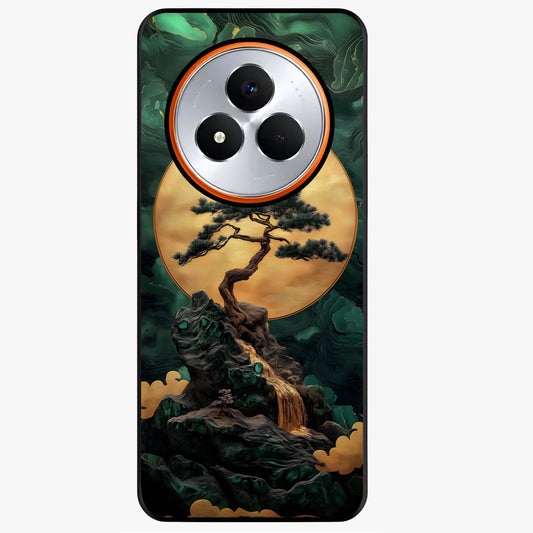 Zen Moon Rise Glass Case showing flat back view with calm moonrise artwork and glossy glass finish.