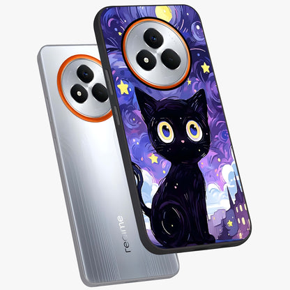 Abstract Cat Art Glass Case displayed in angled mockup highlighting modern abstract cat artwork and sleek glass surface.