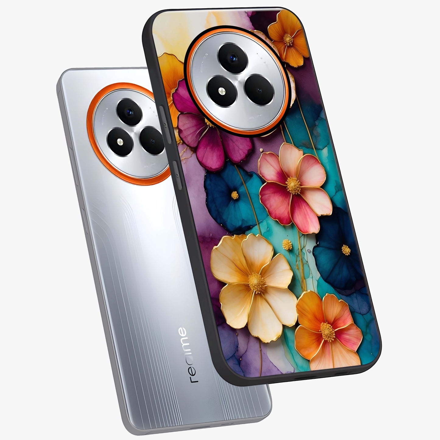 Artlyn Grace Flower Pattern Glass Case displayed in angled mockup highlighting delicate flower pattern design and smooth glass surface.