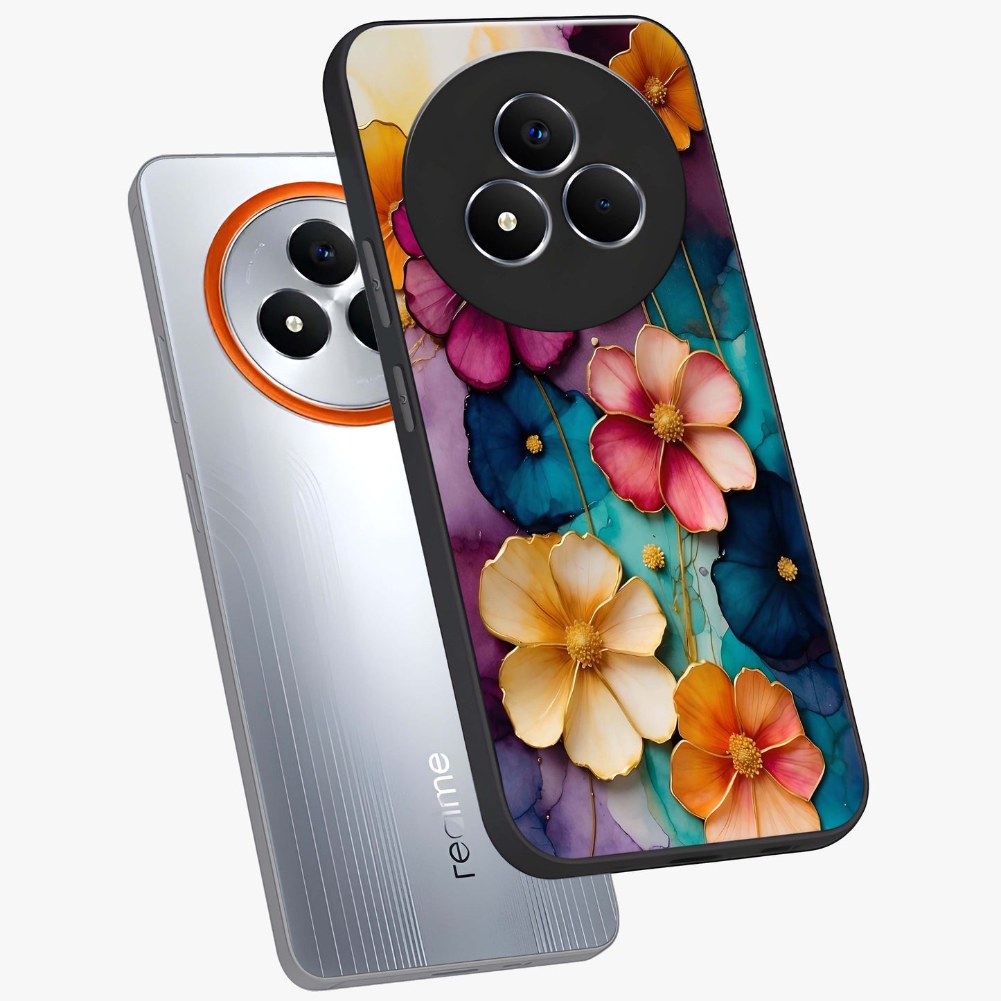 Artlyn Grace Flower Pattern Glass Case displayed in angled mockup highlighting delicate flower pattern design and smooth glass surface.
