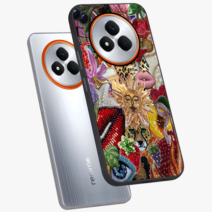 Beaded Fashion Jungle Glass Case displayed in angled mockup highlighting colorful fashion bead design and artistic pattern.