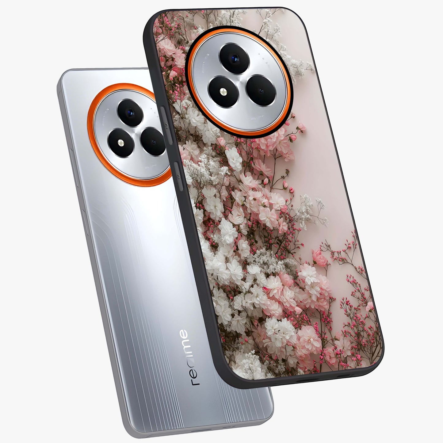 Blush Blossom Cloud Glass Case displayed in angled mockup highlighting soft cloud and blossom design with pastel aesthetic.