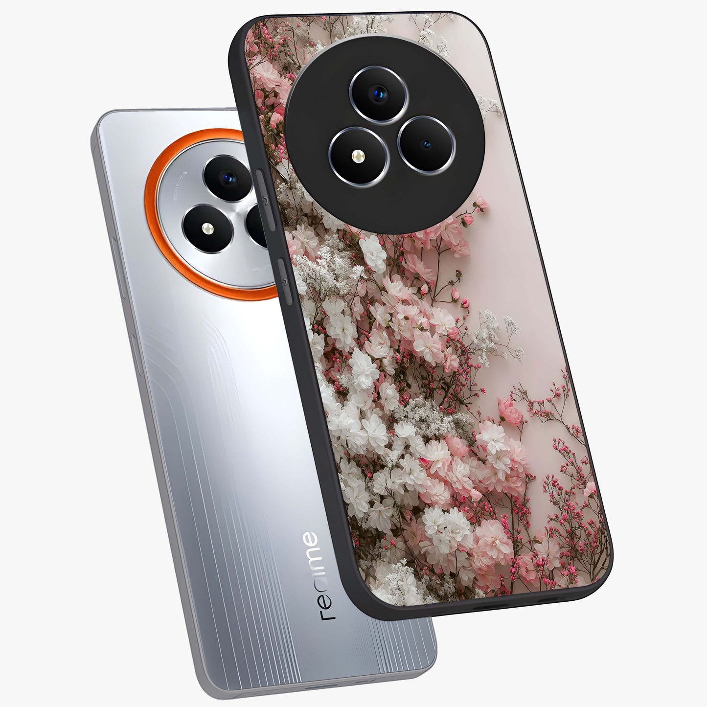 Blush Blossom Cloud Glass Case displayed in angled mockup highlighting soft cloud and blossom design with pastel aesthetic.