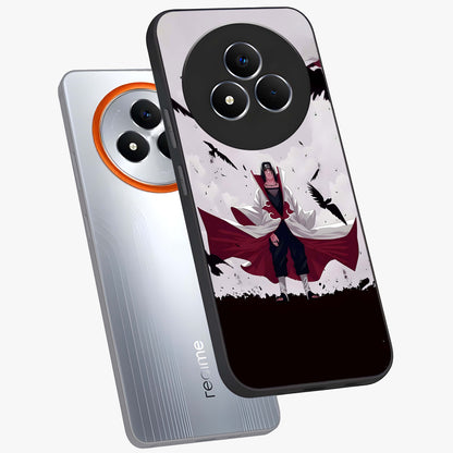 Crimson Crow Ascension Glass Case displayed in angled mockup highlighting powerful crow illustration with dark crimson aesthetic.
