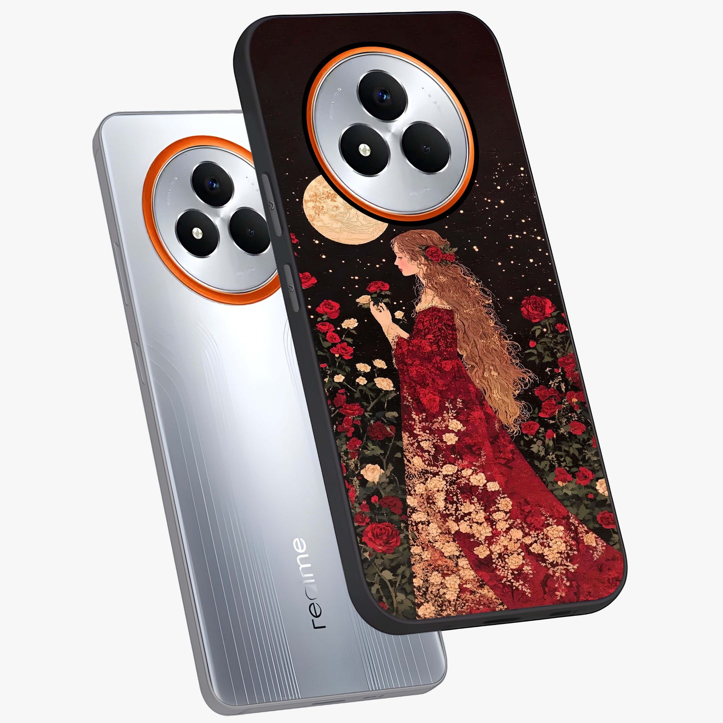 Crimson Dreams Glass Case displayed in angled mockup highlighting soft crimson aesthetic design with artistic theme.