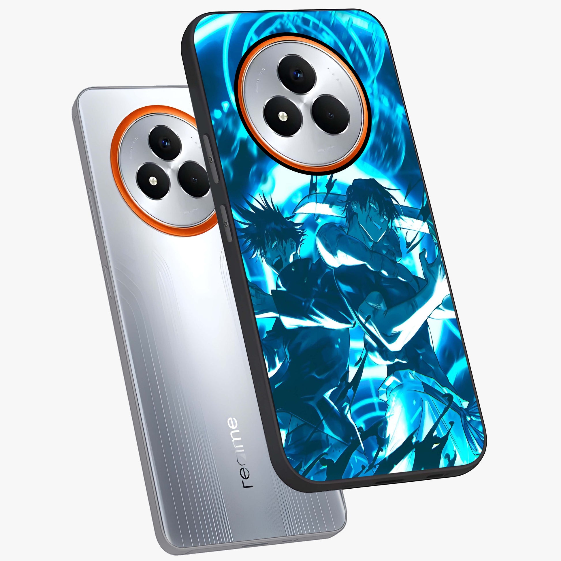 Cursed Energy Clash Glass Case displayed in angled mockup highlighting powerful battle inspired graphic with anime style aesthetic.