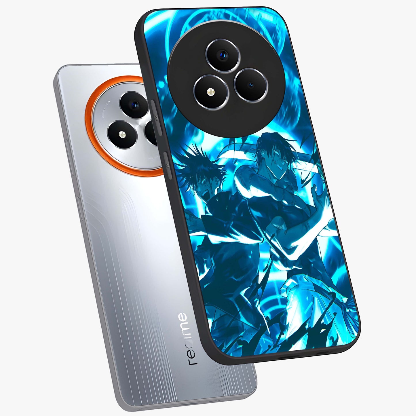 Cursed Energy Clash Glass Case displayed in angled mockup highlighting powerful battle inspired graphic with anime style aesthetic.