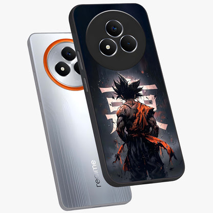 Dark Warrior In Rain Glass Case displayed in angled mockup highlighting dramatic warrior illustration with dark rain aesthetic.