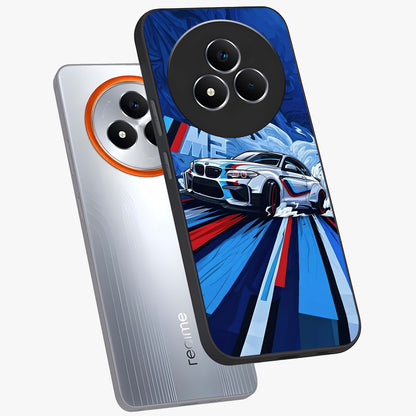 Drift Power Rush Glass Case displayed in angled mockup highlighting powerful drift car design with sporty aesthetic style.