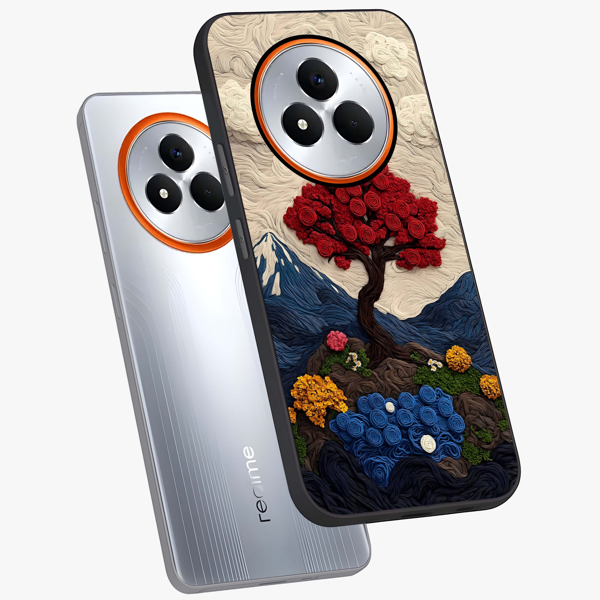 Eternal Nature Tapestry Glass Case displayed in angled mockup highlighting detailed botanical pattern with artistic aesthetic.