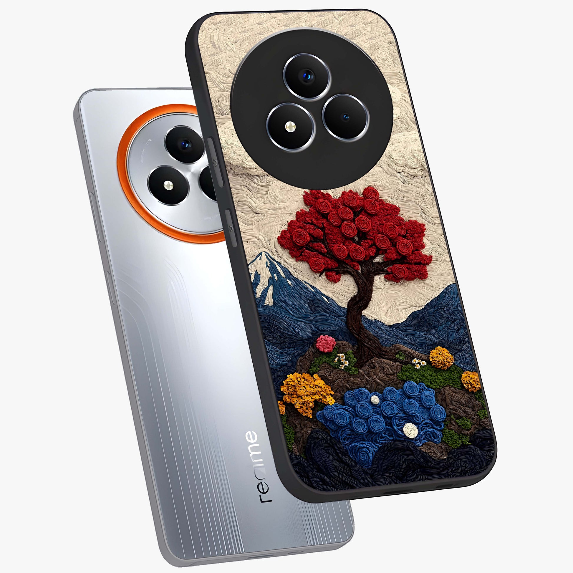 Eternal Nature Tapestry Glass Case displayed in angled mockup highlighting detailed botanical pattern with artistic aesthetic.
