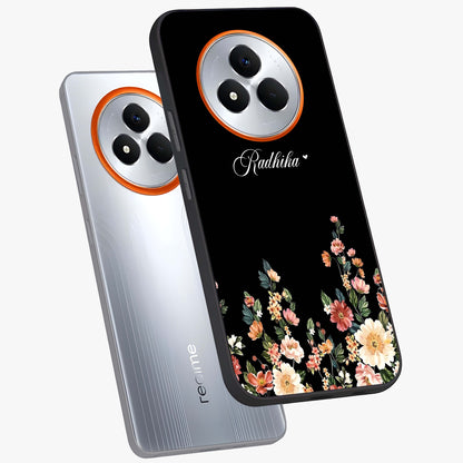 Floral Design With a Custom Personalized Name Glass Case displayed in angled mockup highlighting elegant floral pattern with custom name feature.