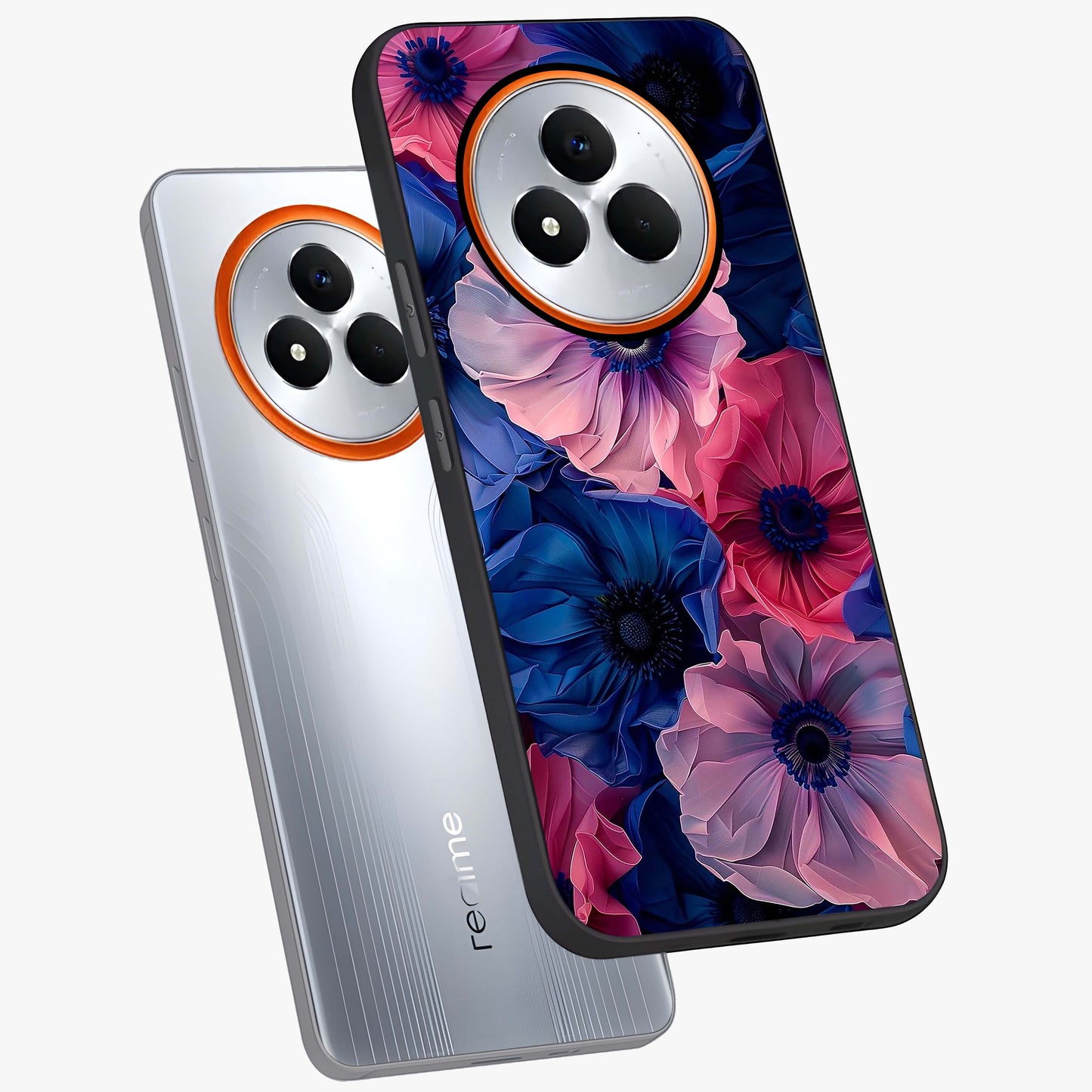 Flower Paper Art Pattern Glass Case displayed in angled mockup highlighting layered paper flower design with artistic aesthetic.