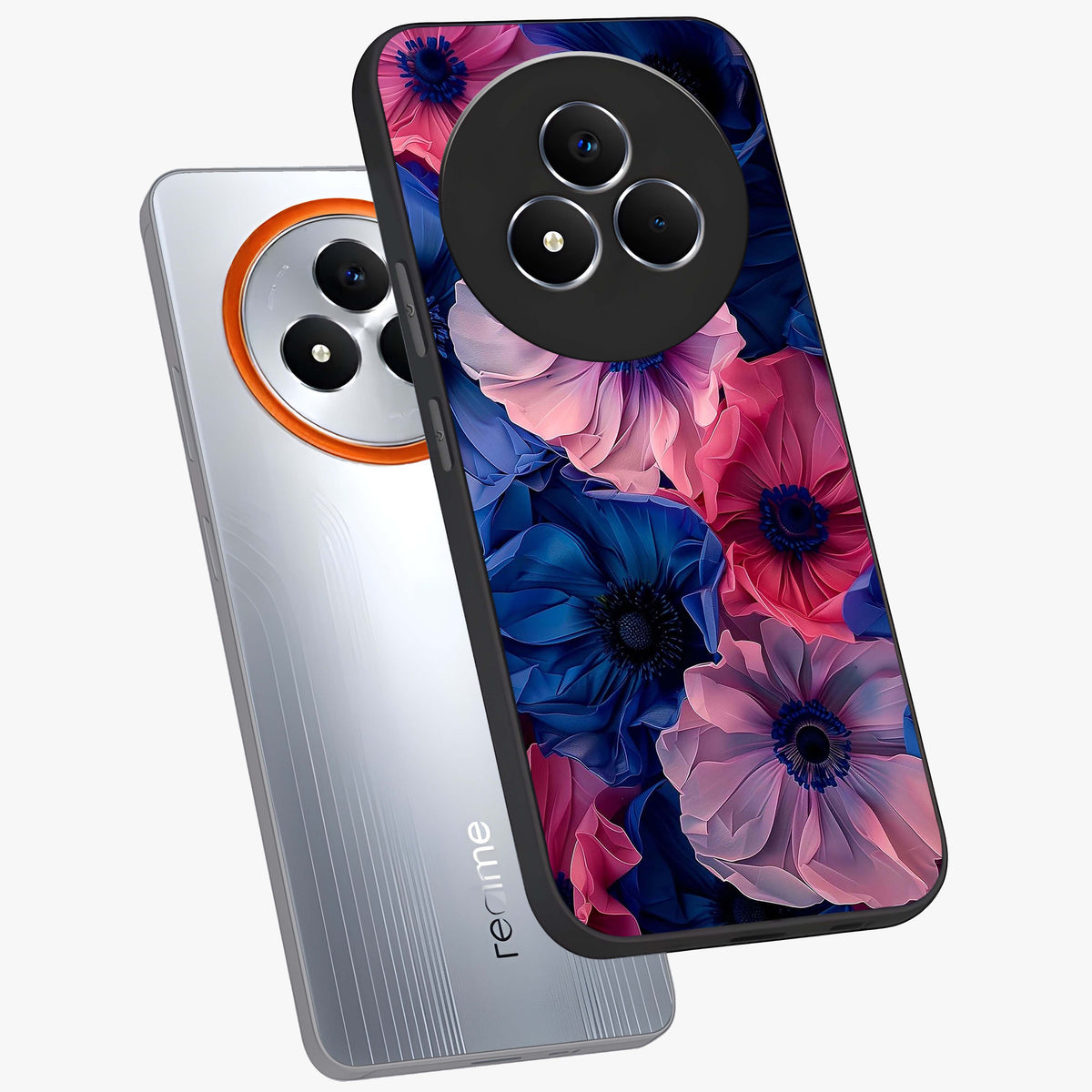 Flower Paper Art Pattern Glass Case displayed in angled mockup highlighting layered paper flower design with artistic aesthetic.