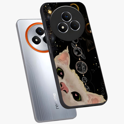Galactic Cat Glass Case displayed in angled mockup highlighting celestial feline illustration with galaxy aesthetic style.