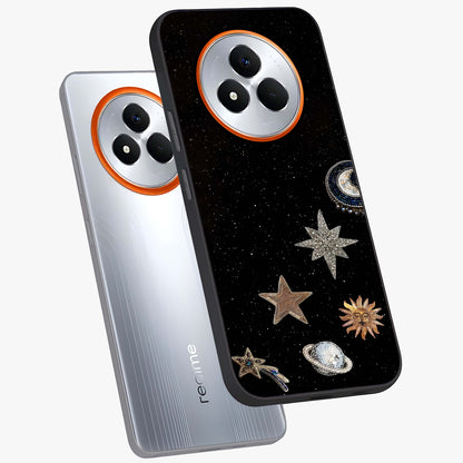 Galactic Charm Glow Glass Case displayed in angled mockup highlighting luminous galaxy inspired design with dreamy aesthetic.