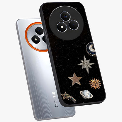 Galactic Charm Glow Glass Case displayed in angled mockup highlighting luminous galaxy inspired design with dreamy aesthetic.
