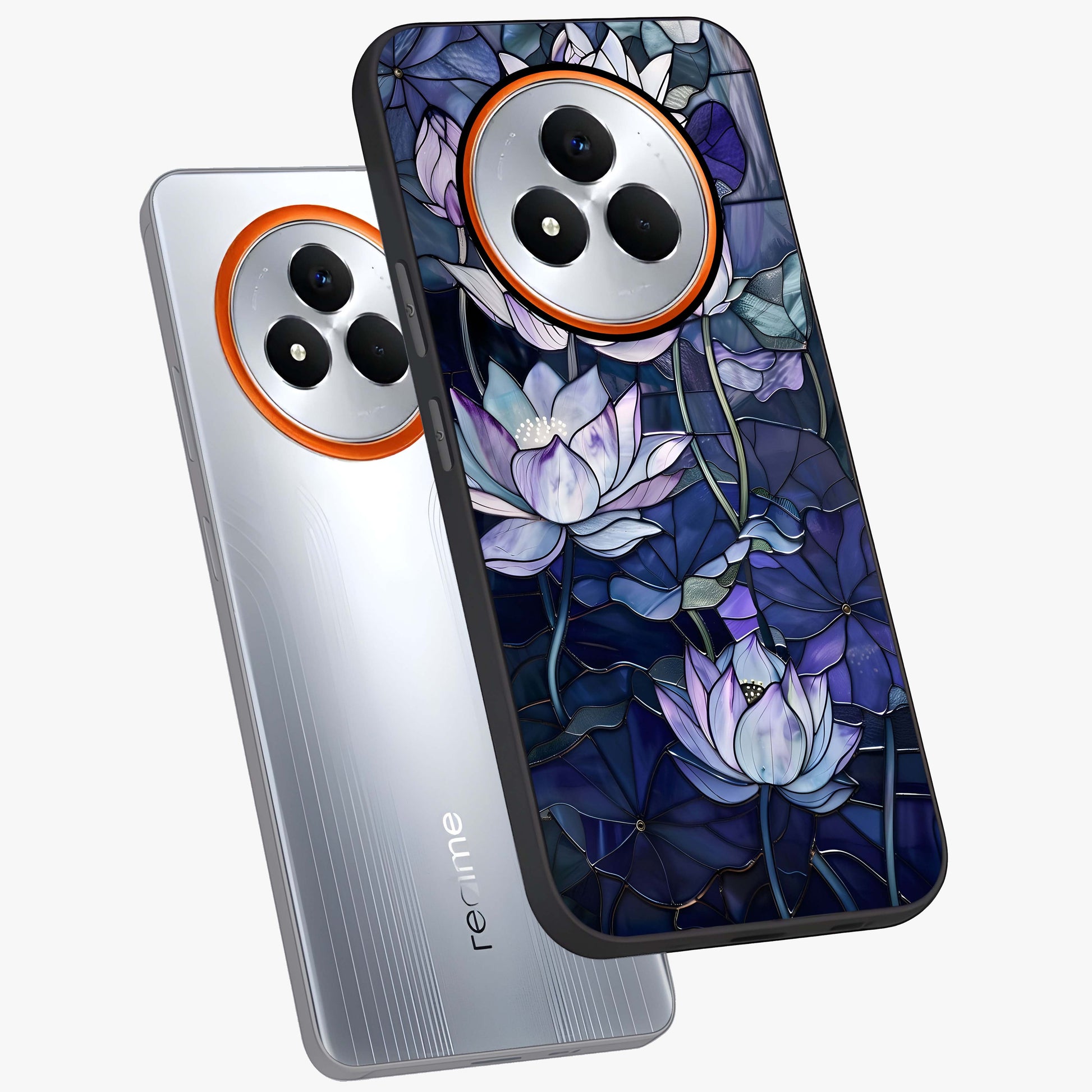 Gloss Petal Rush Glass Case displayed in angled mockup highlighting vibrant petal design with elegant floral aesthetic.