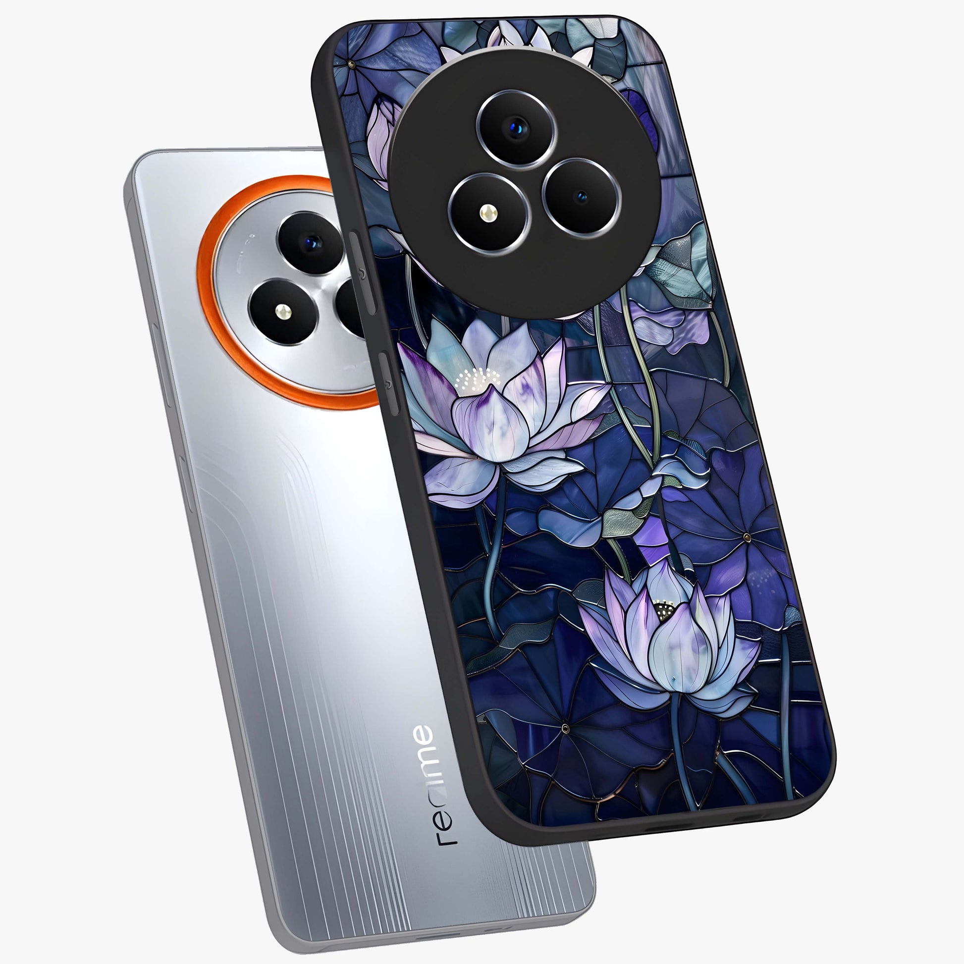 Gloss Petal Rush Glass Case displayed in angled mockup highlighting vibrant petal design with elegant floral aesthetic.