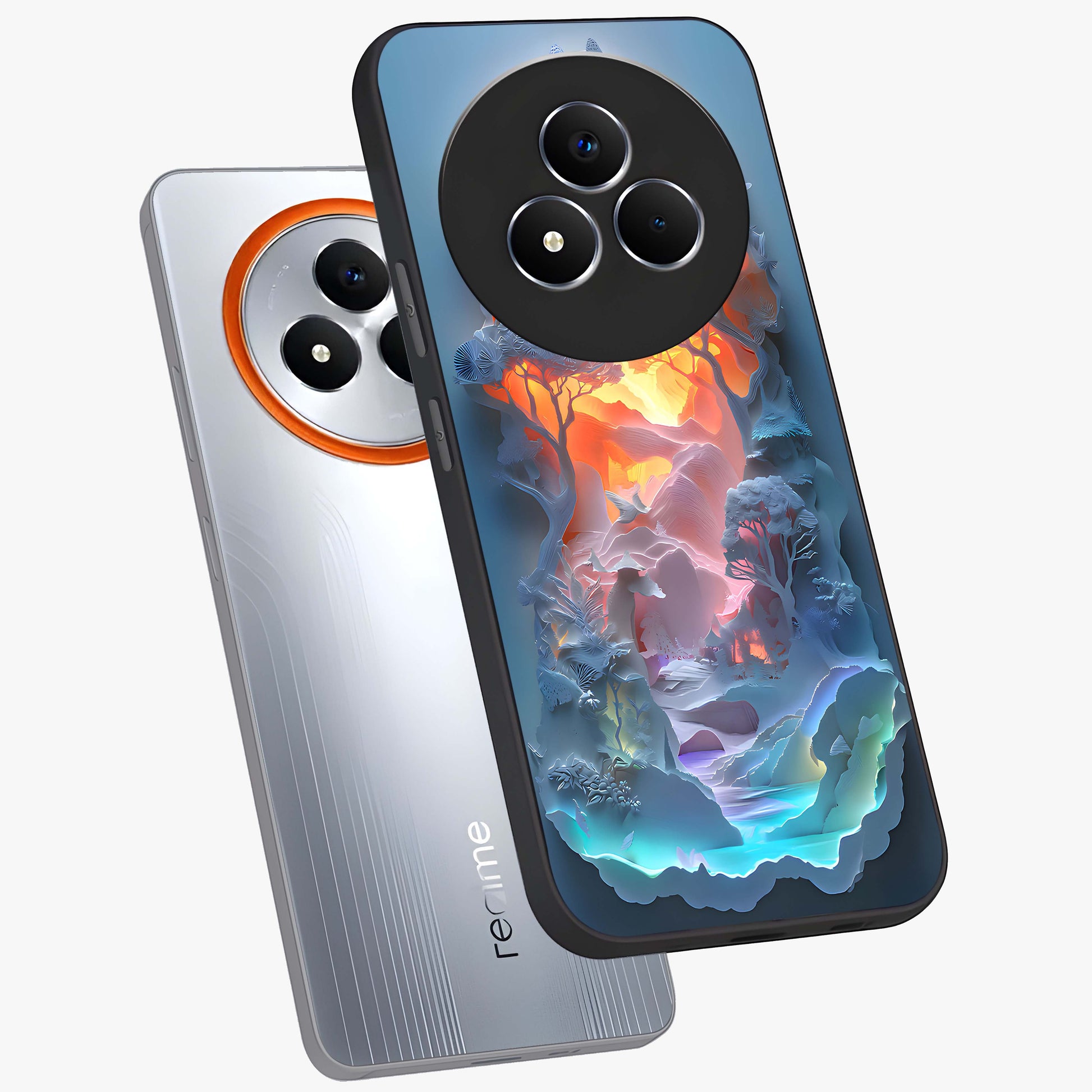 Glow Forest Portal Glass Case displayed in angled mockup highlighting mystical forest design with magical glowing aesthetic.