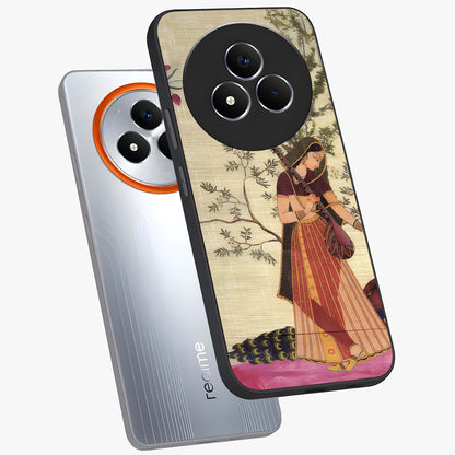 Lady With Veena Art Glass Case displayed in angled mockup highlighting graceful musical illustration with cultural artistic aesthetic.