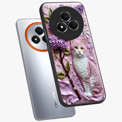 Lavender Cat Whimsy Glass Case displayed in angled mockup highlighting playful feline illustration with pastel lavender aesthetic.