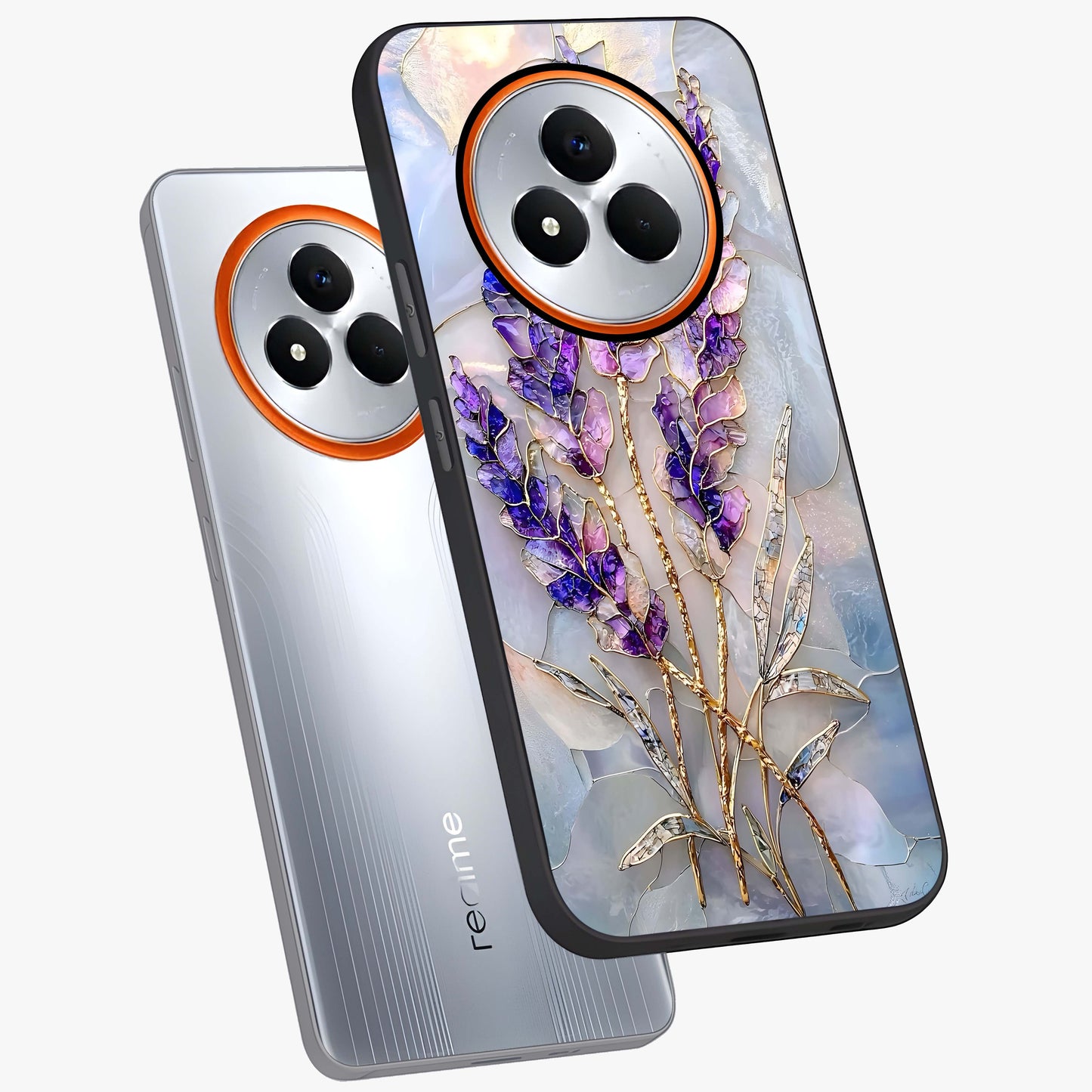 Lavender Dream Glow Glass Case displayed in angled mockup highlighting dreamy purple glow design with soft artistic style.